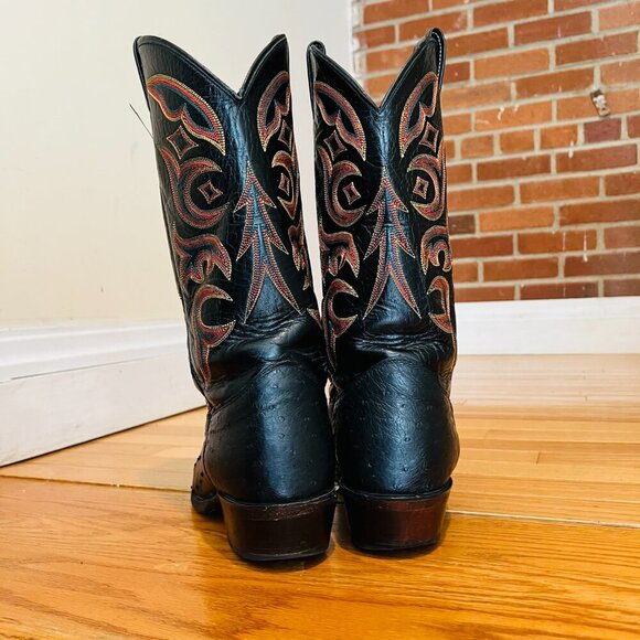 JUSTIN 8933 Made in USA Quill Ostrich Skin Western Cowboy Leather Boots Size 11 - Picture 10 of 16